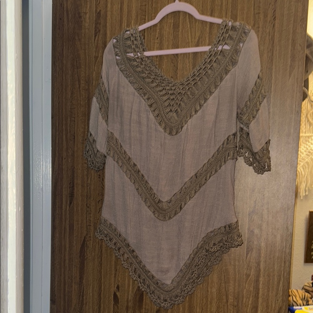 Pink Asymmetrical Embellished 3/4 Sleeve Blouse